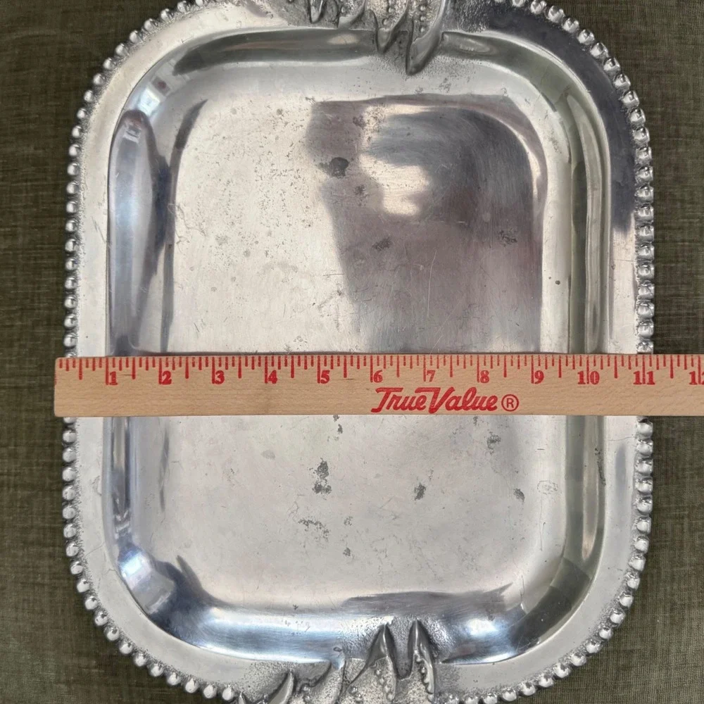 Pewter Christmas Tree Serving Tray 16 x 11 Silver Heavy Holiday Serving Platter